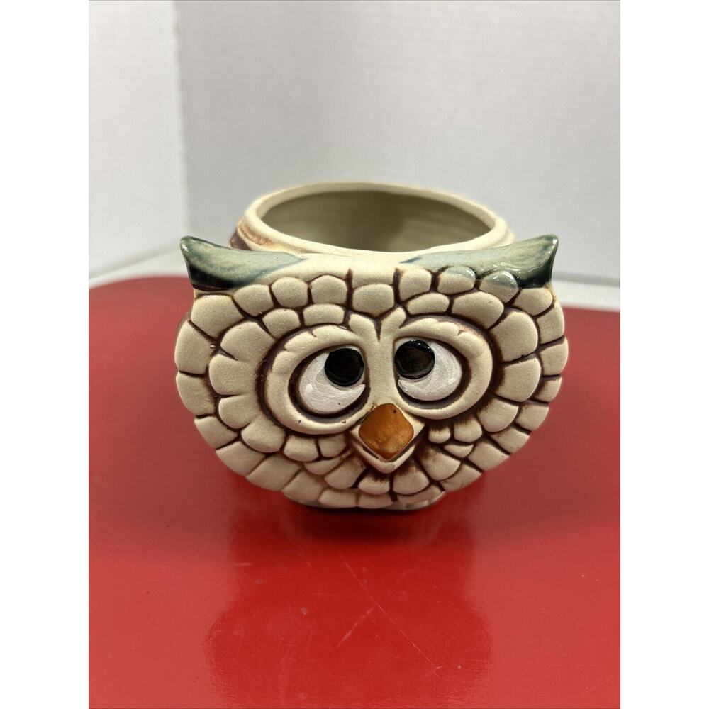 Vintage Ceramic Owl Trinket Box Plant Holder Candle Stick Holder Trinket Box